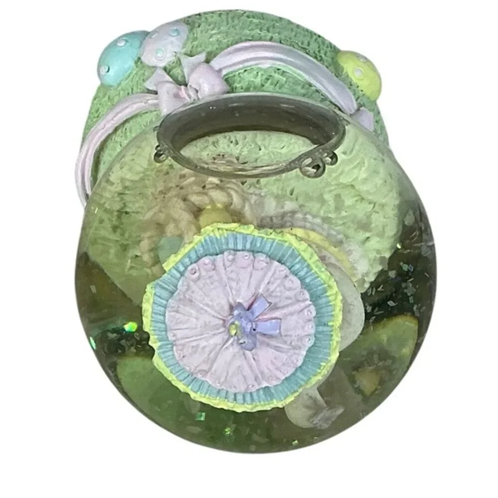 Snow Globe Vintage Easter Bunny Umbrella Spring Water Glitter Globe Pastel 1990
